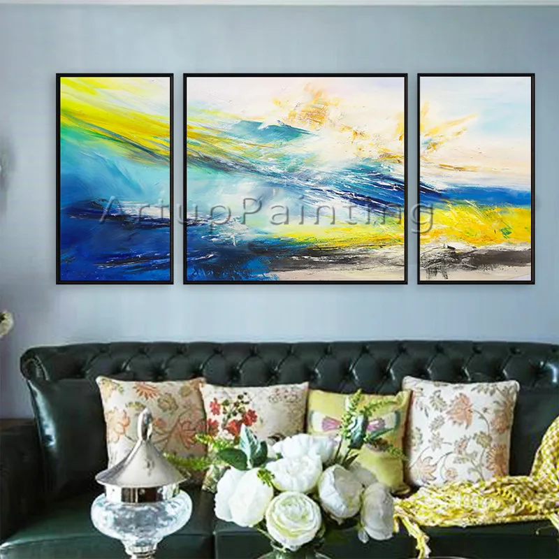 Canvas painting cuadros decoracion 3 pieces Acrylic seascape Painting Wall Art Pictures for living room Decor modern abstract97