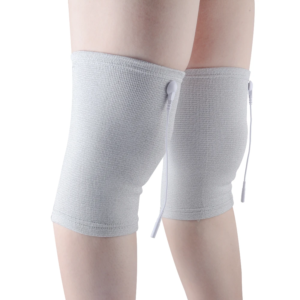 Pair of Conductive Fiber Electrode Massage Kneepads TENS Kneepads With Short Cable For TENS/EMS Machines