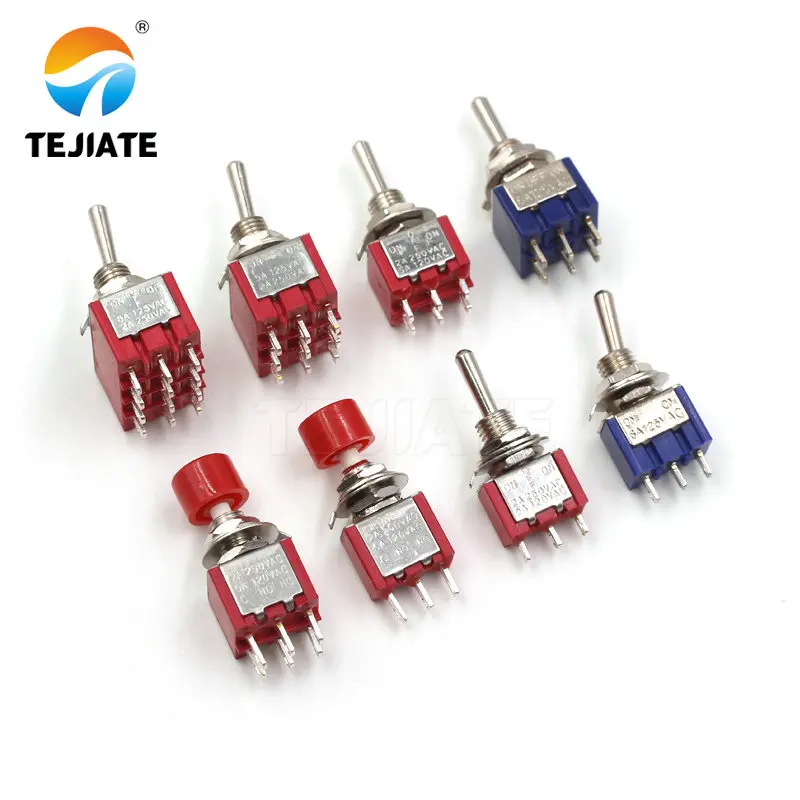 1Pcs MTS-102 MTS 103  MTS 202 Toggle Switch Push Button Switch ON/ON ON-OFF-ON RED 6pins 3PINS 9PINS MTS-403