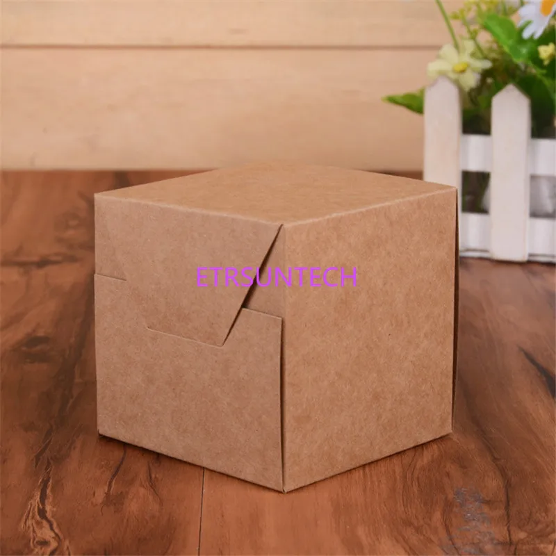 500pcs/lot Kraft Paper Candy Box Square Shape Wedding Favor Gift Party Supply Packaging Bag Wedding Candy Box