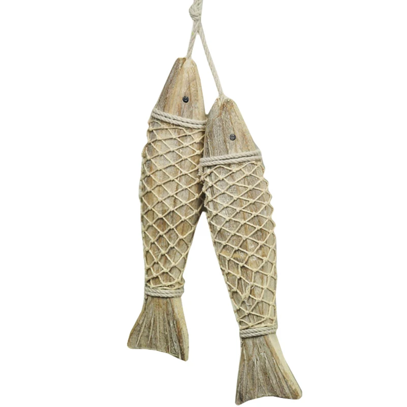 Scandinavian Hanging Decoration Vintage Wooden Crafts Fish Decorations Nordic Style Retro Home Stay Living Room Wall Art Decor