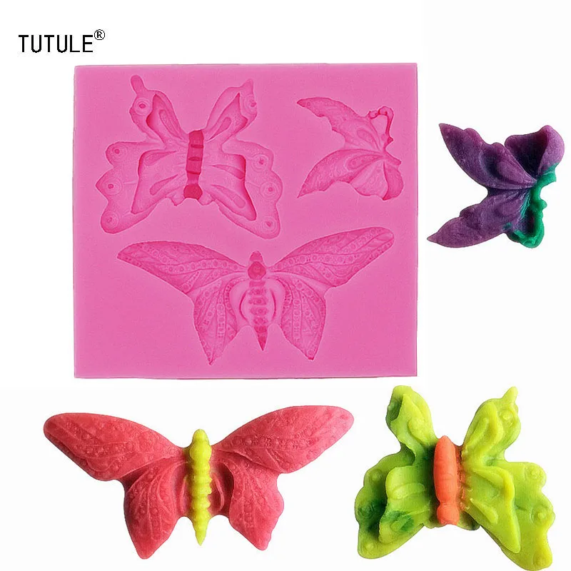 

3 butterfly fondant cake silicone mold, flexible mold, cake dessert decoration mold DIY kitchen baking gadget