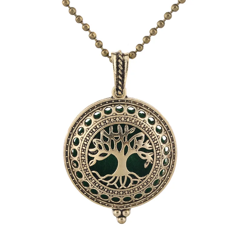 New Aroma Diffuser Tree Of Life Necklace Open Antique Vintage Locket Pendant Perfume Essential Oil Diffuser Aromatherapy Jewelry