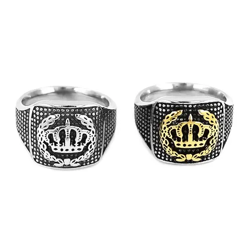 Gold Silver Color King Crown Ring 316L Stainless Steel Jewelry Classic Royal Crown Biker Ring For Men Punk Wholesale SWR0664