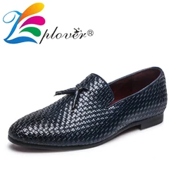 Braid Men Shoes Casual Leather Tassel Shoes Men Loafers Mocassin Homme Slip-on Men Dress Shoes Luxury Brand Man Flats Footwear