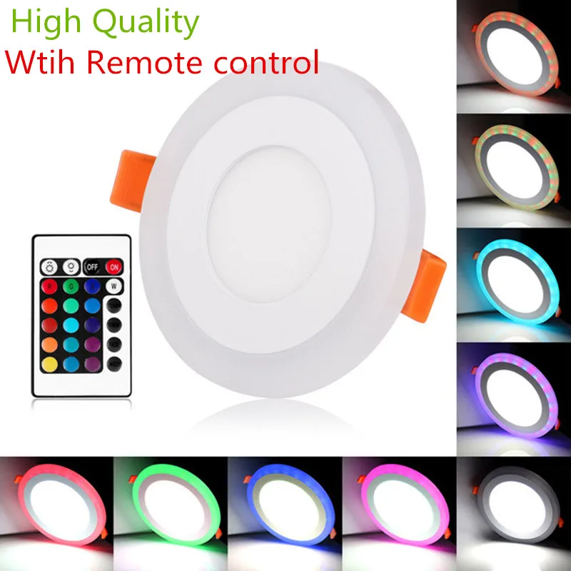 Hot Sale LED Downlight Round 6W - 24W 3 Model LED Lamp Double Color Panel Light RGB & white Ceiling Recessed with Remote Control