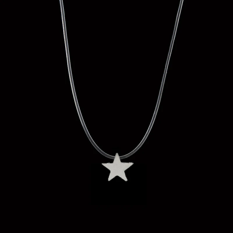 Transparent Fishing Line Necklace Women Chocker Heart Invisible Chain Crystal Rhinestone Choker Necklace On Line Neck