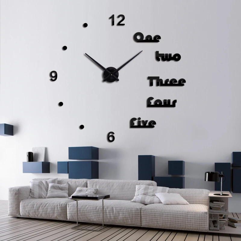 

top sale acrylic mirror large wall clock quartz watch still life clocks living room home decoration Single Face stickers