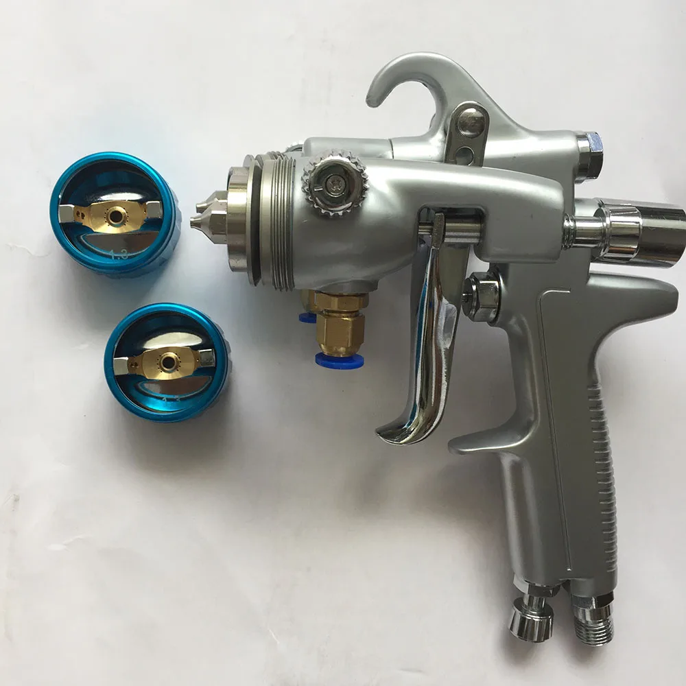 SAT1189 High Pressure Double Nozzle Spray Gun 1.3mm Pressure Feed Type Air Paint Gun Chrome Paint Pneumatic Paint Tool