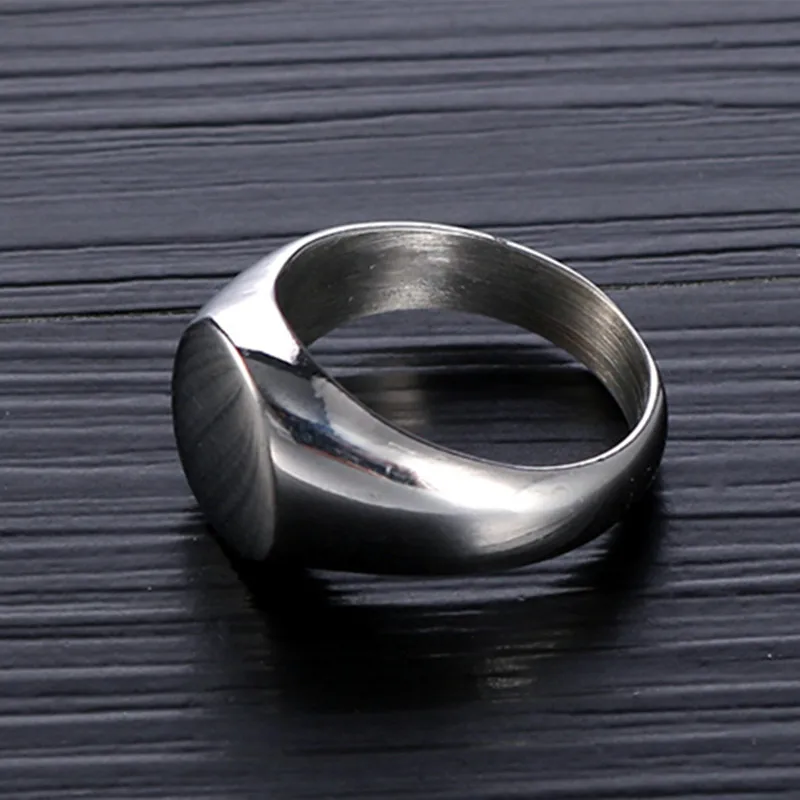 Personalised Stainless Steel Oval Signet Blank Plain Ring Band High Polished Silver Color U.S.Size 8-13