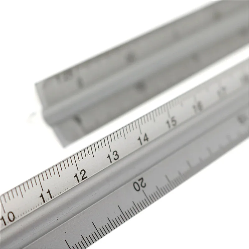 30cm Aluminium Metal Triangle Scale Architect Engineer Technical Ruler Drawing tools Measuring ruler Teaching Equipment