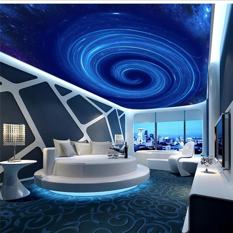 

wellyu Custom photo murals wallpaper 3d dream galaxy super large sky zenith fresco living room KTV ceiling decorative wallpape