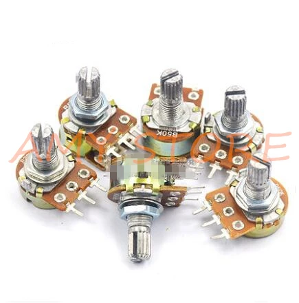 10Pcs WH148 B1K~B1M Ohm Right Angle Linear Single Double Rotary Potentiometer 15mm 20mm Shaft 3Pin 6Pin With Washers and Nuts