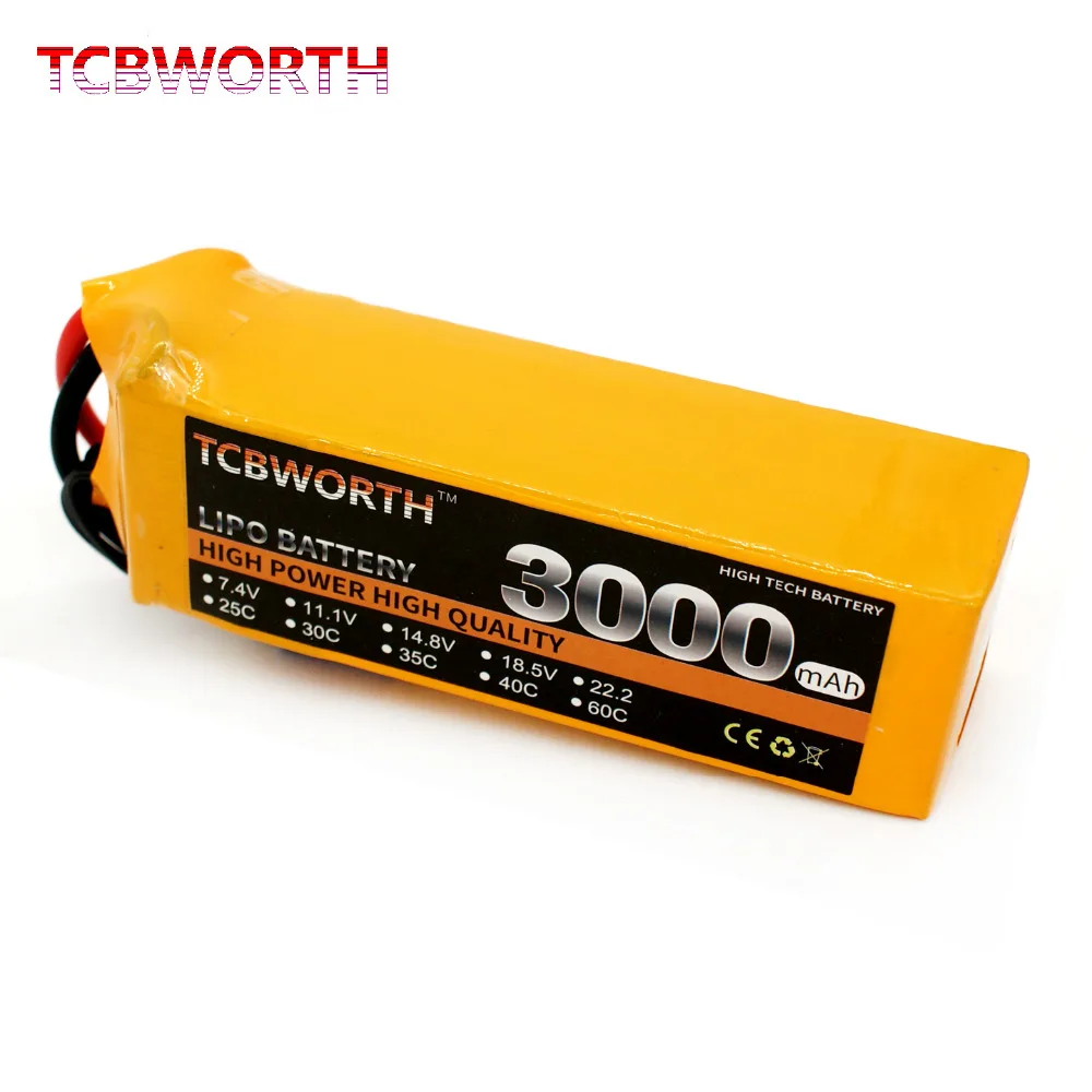 

TCBWORTH Batteries 6S 22.2V 3000mAh 60C MAX 120C RC Helicopter LiPo Battery For RC Airplane Quadrotor Drone Truck Car Boat AKKU