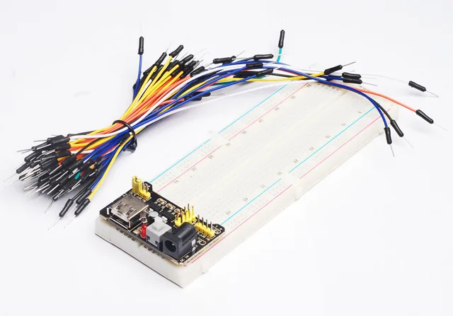 3.3 V/5 V MB102 zasilanie płytki prototypowej moduł + MB-102 830 punktów Solderless Prototype zestaw do tworzenia płytek prototypowych + 65 elastyczne przewody połączeniowe