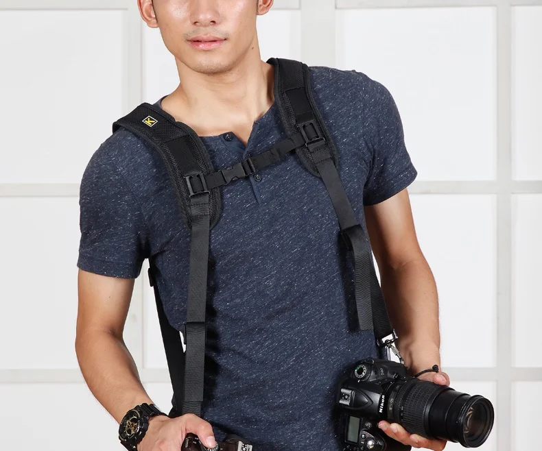 Double Camera Shoulder Neck Sling Quick Strap + Fasten Adapter 1/4