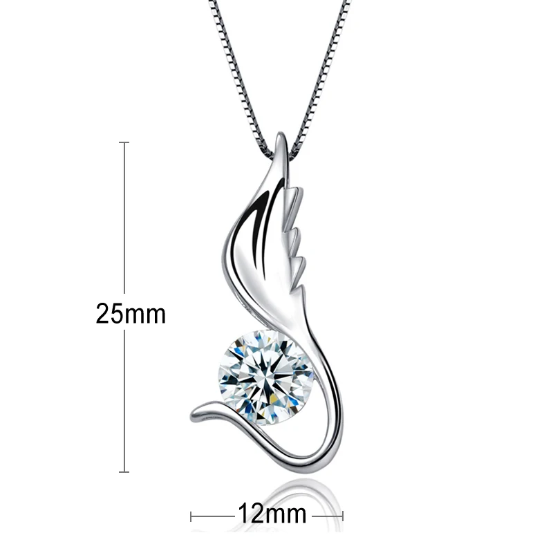 Sinya Angel Wings Design Pendant Charm Necklace for Women Mother Girls with 18inch Box Chain Real 925 Sterling Silver