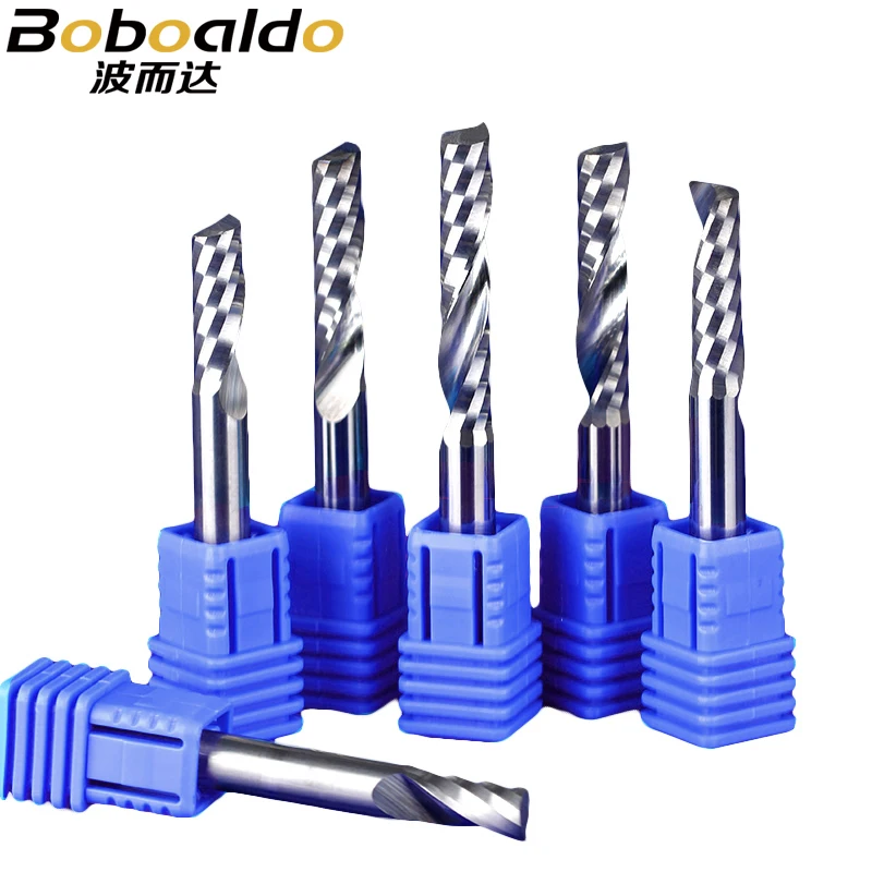 1pc 4/6mm SHK Single Flute Spiral Tools Engraving Bits Cutter Solid Carbide Endmill Cutting Wood Machine