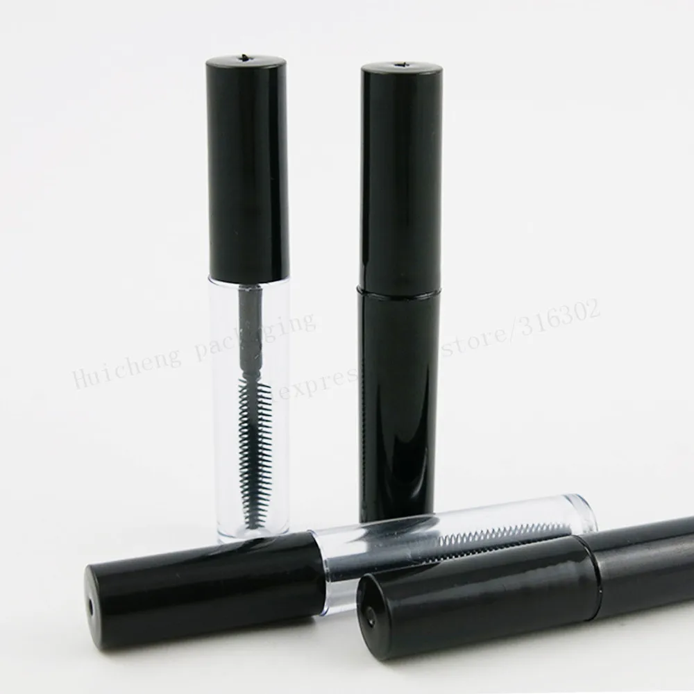 500 x  Mini 1.5ml Transparent Mascara Tube with Black Cap Make up Cream Tube 1.5ml Small Black Empty Eyeliner Tube