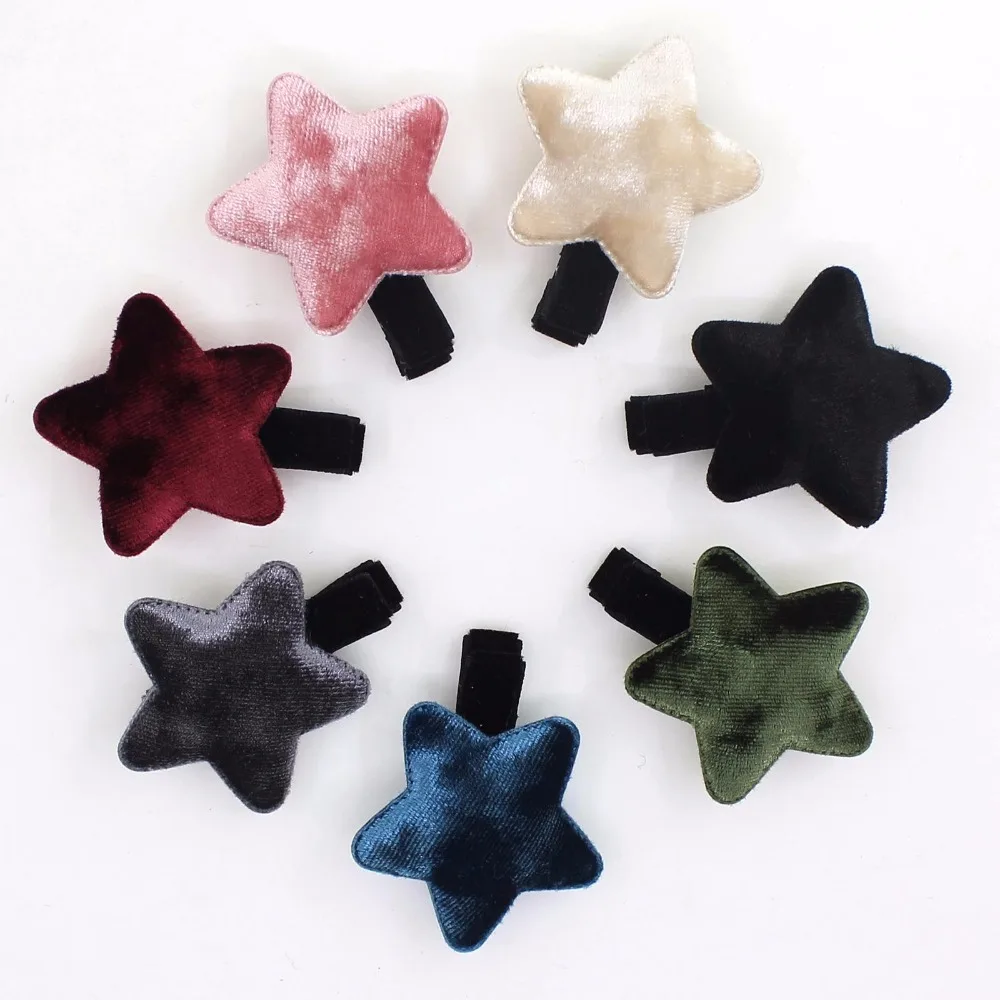 Wholesale Boutique 30pcs Fashion Cute Velvet Star Hairpins Solid Kawaii Cartoon Hair Clips Hair Accessories Winter Headwear