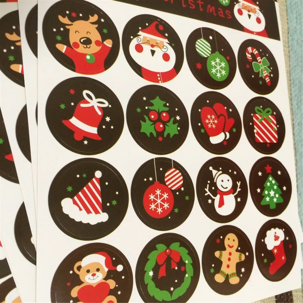 Merry Christmas Gift Sticker, DIY Scrapbooking Labels, Cookie, Cake, Gift Labels, Kitchen, Sweets Party Seal, 160Pcs