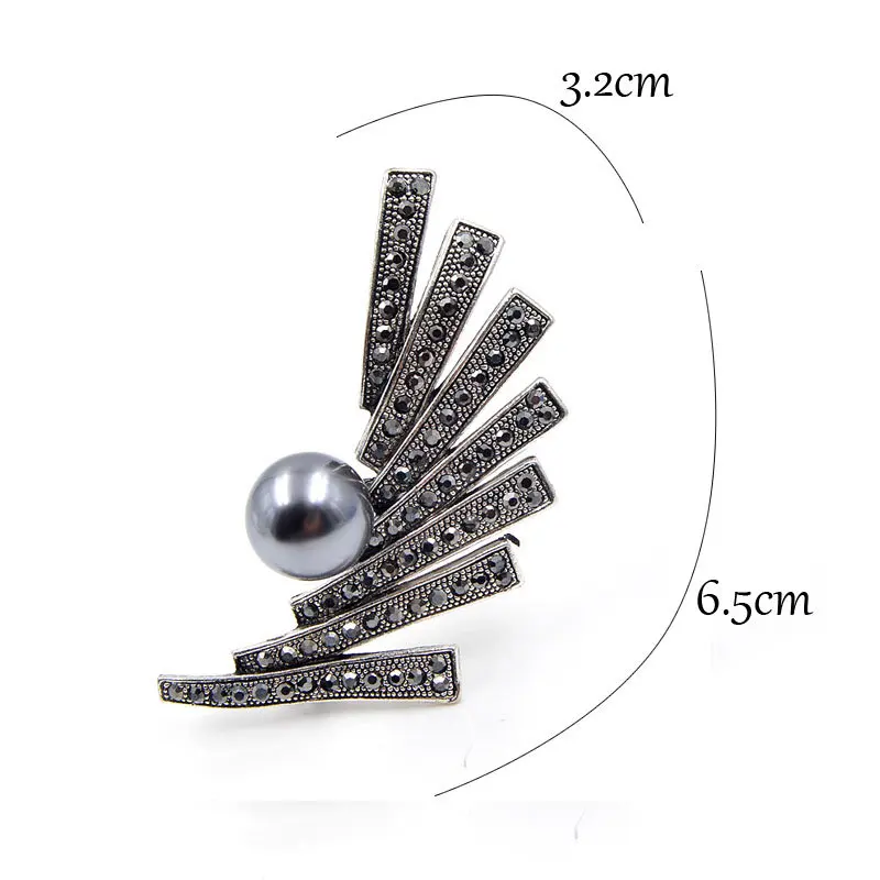 Hot Selling Vintage Stylish Black Brooch Elegant Wedding Bridal Bouquet Broach Pin Amazing Scarf Pin Women Garment Accessories