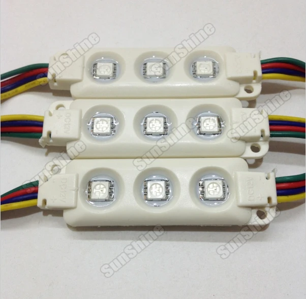 

5050 RGB LED module;high bright;0.72W;IP65;DC12V;injection molding type;constant voltage;68mm*20mm