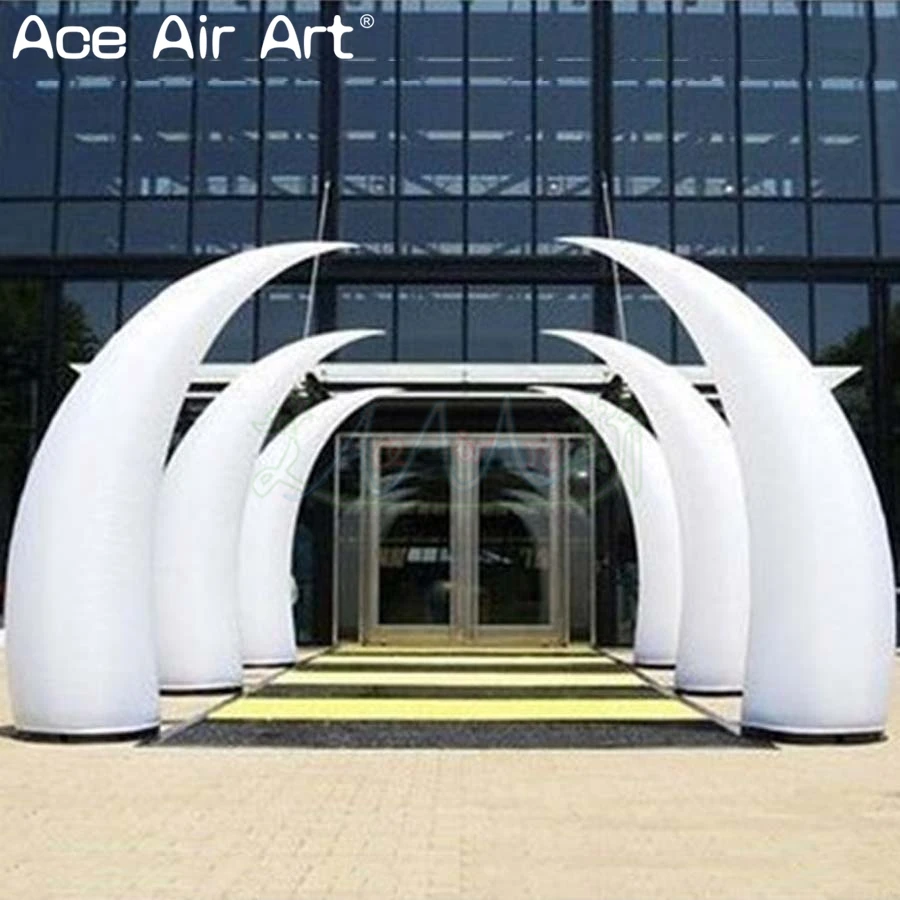 3.5 m H Giant Inflatable LED Curved Cone Glowing Elephant Tusk Model for Stage or Promotion