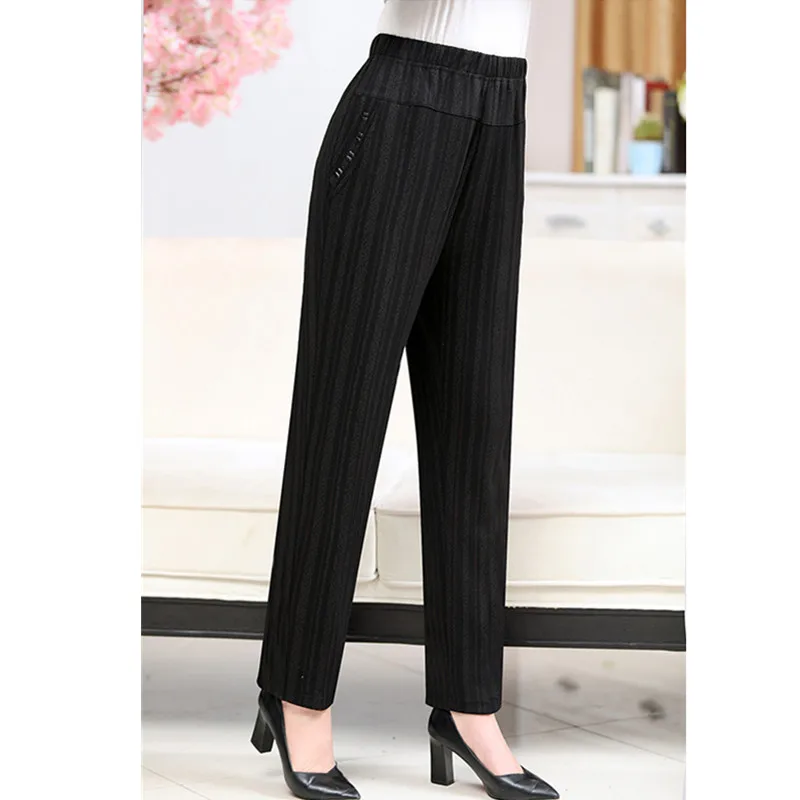 Middle-aged Grandmother Plus velvet Trousers Fashion Casual Loose Elastic Waist Women Pants Large size Warm Female Winter Pants