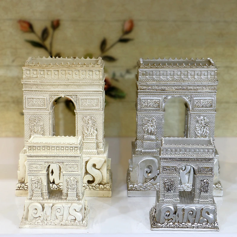 French Landmark Triumphal Arch Ornament Crafts Statue European Building Resin Model Figurine France Architecture Sculpture Home