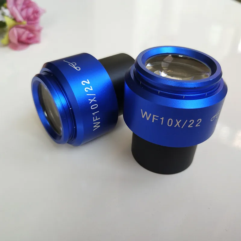 WF10X 22 مللي متر الأزرق شل التكبير قابل للتعديل عالية Eyepoint مجهر ستيريو عدسة العدسة 30 مللي متر مع المطاط حراس العين