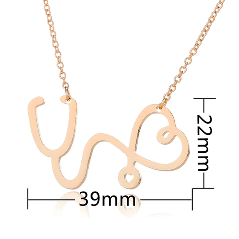 Sasusp Stainless Steel Stethoscope Heart Pendants Necklaces Fashion Chain Necklace Women Christmas Gifts For Nurse Doctor