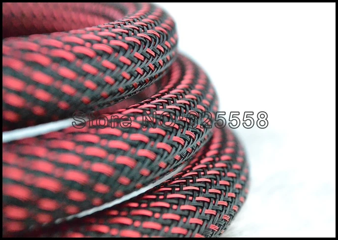 

HIFI 5M 16MM Nylon Mesh Red+Black (SSS) Screen Braided Sleeving power cable wire