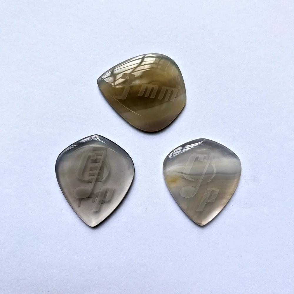 Gray Agate Chalcedony Crystal Stone Guitar Pick,