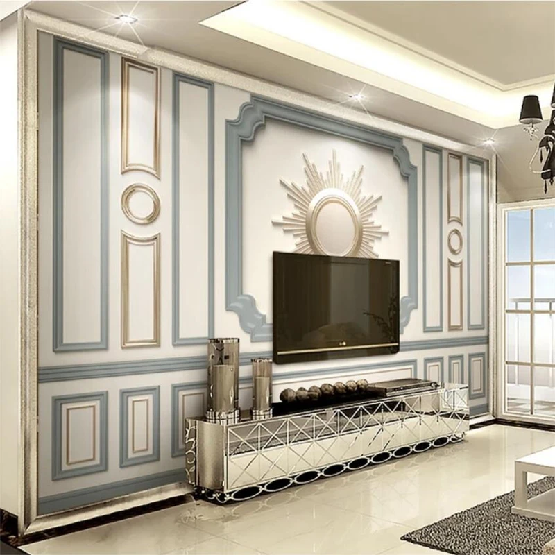 

beibehang papier peint Custom wallpaper 3d simple European gold decorative lattice TV background wall living room 3d wallpaper