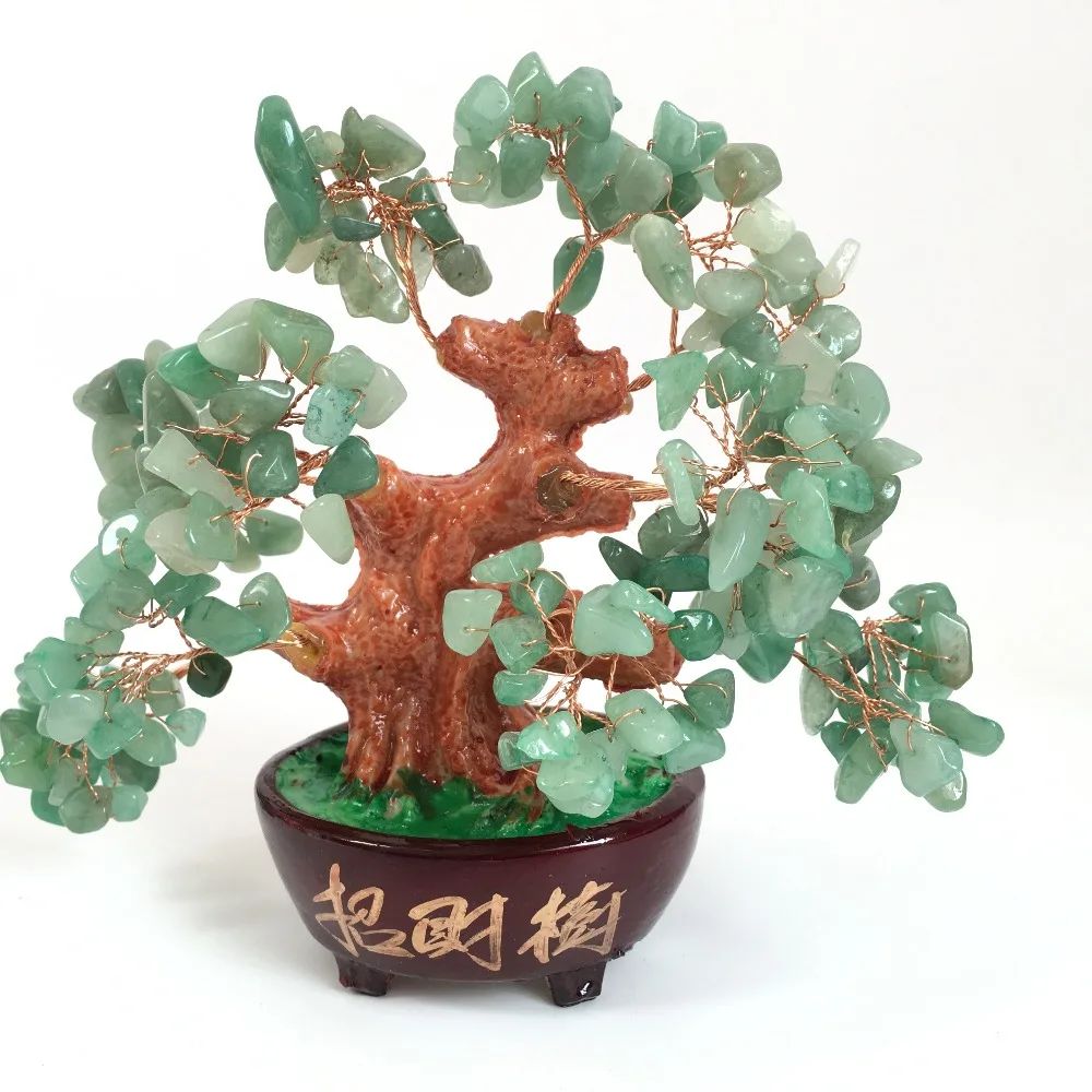 natural Emerald greenDongling jade quartz rock crystal lucky tree reiki healing crystal gemstone feng shui for home decoration