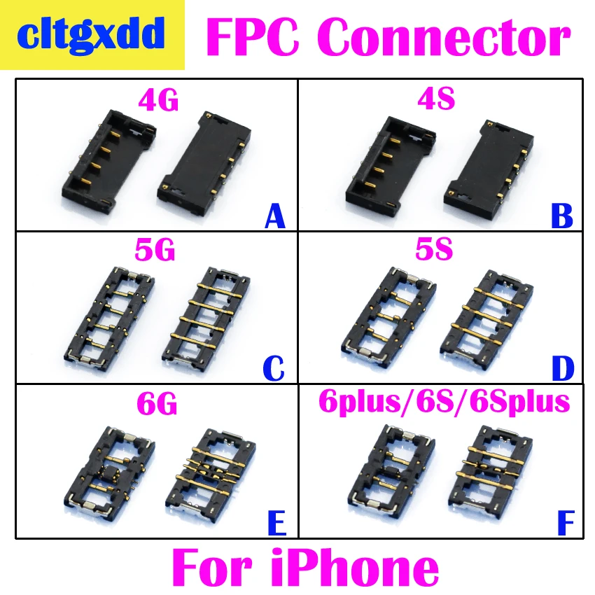 cltgxdd 2piece  Genuine new for iPhone 4S 5S 5C 6 6 Plus 4G 7 7 Plus FPC Battery Connector Plug Clip on Motherboard