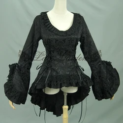 Donne della molla Increspato ricamo camicie Vintage Victorian camicetta Delle Signore giacca A Coda di Rondine gothic lolita costume