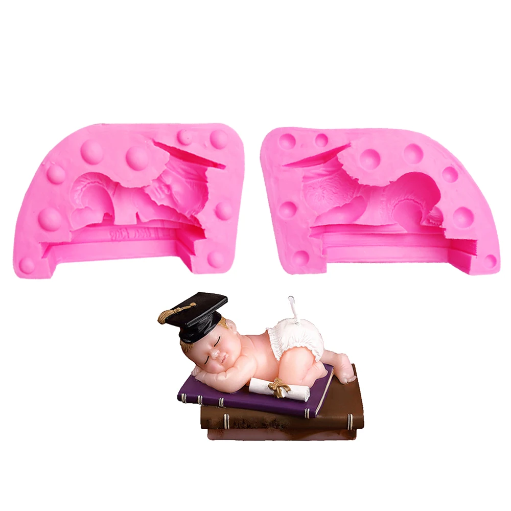 Lovely Doctor baby sleeping shaped candle mold cake tools DIY silikon form silicone handmade soap mould T1021
