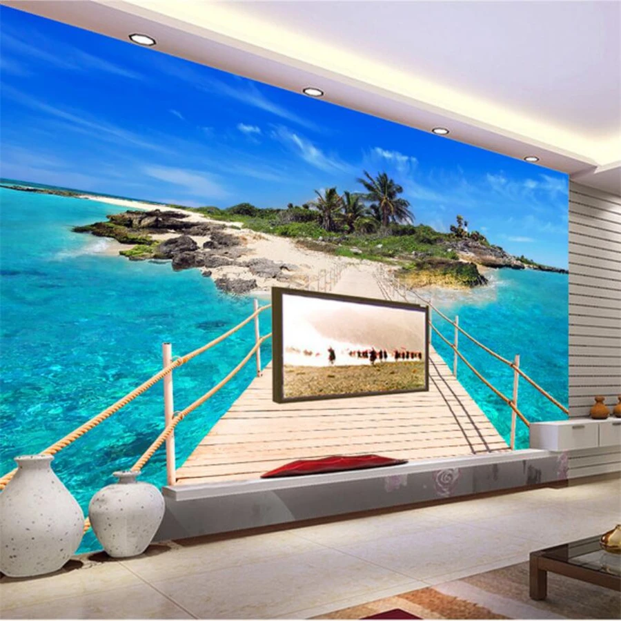 

wellyu papel de parede Custom wallpaper 3d mural обои Hawaiian wooden bridge island island stereo TV background wall paper mural