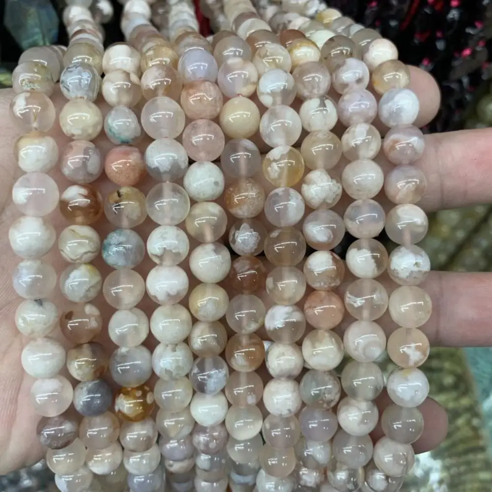 

bloom sakura agate stone beads natural gemstone beads DIY loose beads for jewelry making strand 15" wholesale !