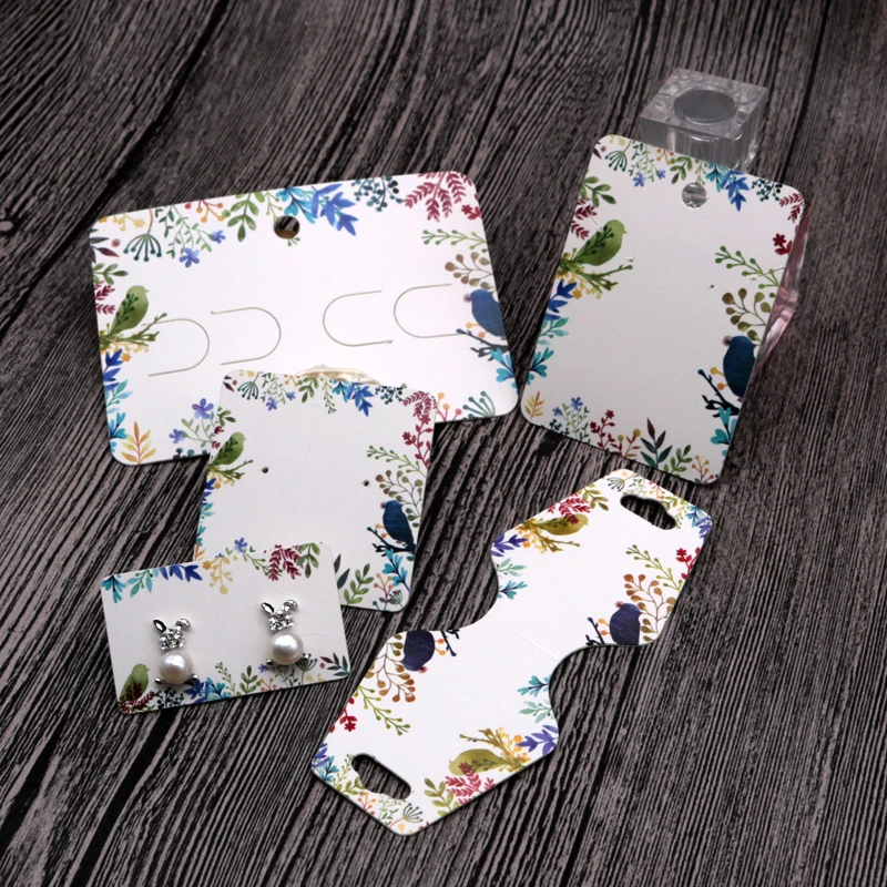 20Pcs/Lot Leaves Design Paper Earrings Card Nice Jewelry Bracelet Necklaces Display Packaging Cards Tags Cute Hairpin Cards