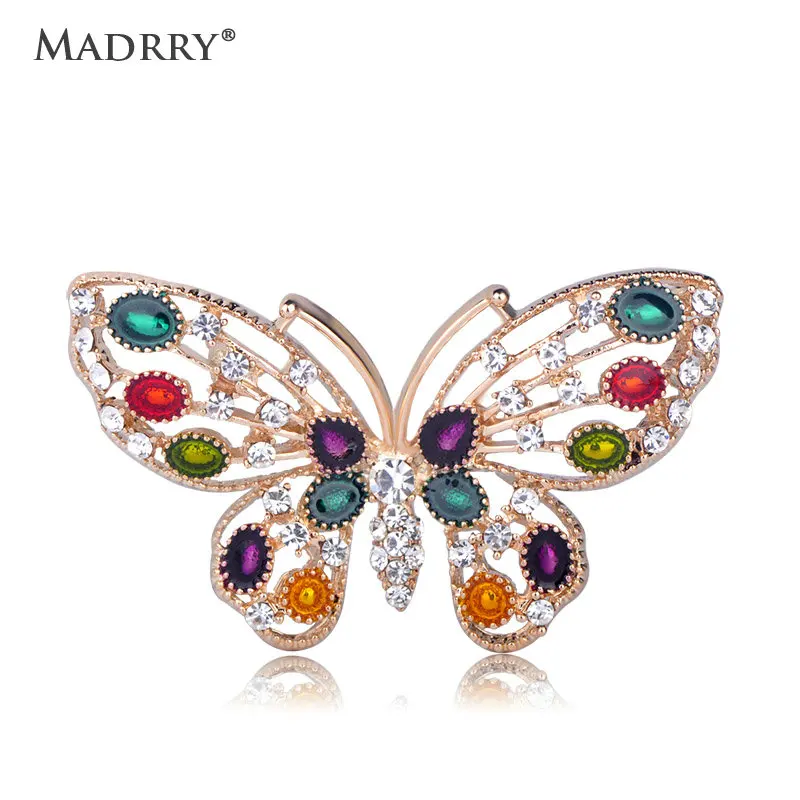 

Madrry 1 Pcs Butterfly Shape Brooches Beautiful Crystal Brooch for Girl Women Banquet Party Dress Accessories Collar Hat Pins