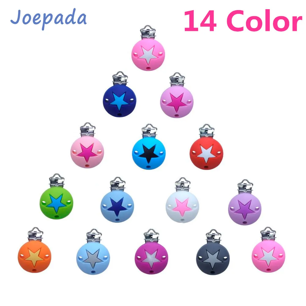 Joepada 10Pcs/lot Silicone Beads Baby Pacifier Clip Star Round Shaped Pacifier Chain Dummy Holder Soother Nursing Baby Teether