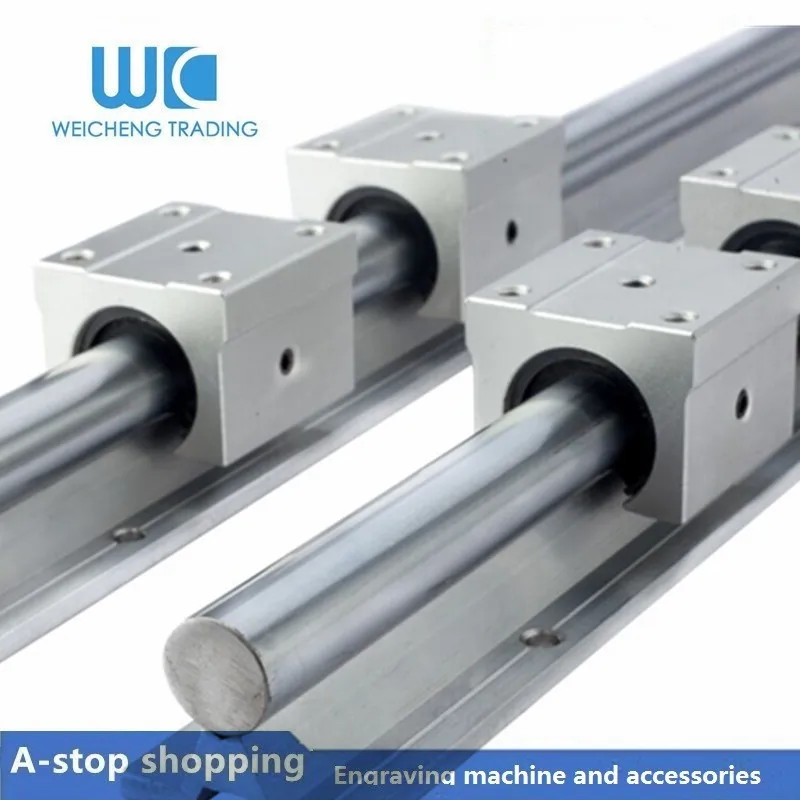 2Set Guides Rail SBR12 ANY LENGTH Fully Supported Linear Rail Slide Shaft Rod With 4Pcs SBR12UU Bearing Block