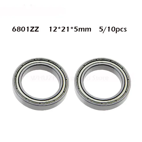 5/10pcs 6801ZZ ABEC-1 12x21x5mm 6801 ZZ Thin Section 6801z Deep Groove 6801 Ball Bearing 61801