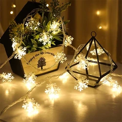 Xmas 3M 6M Fairy Garland LED SnowFlakes Strip Light Chain For Christmas Tree Wedding Indoor choinka Decoration Battery Powered