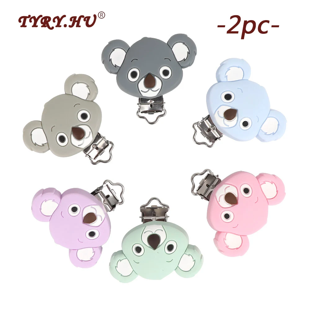 TYRY.HU 2pc/lot Pacifier Clip Cartoon Koala DIY Baby Pacifier Dummy Chain Holder Soother Nursing Jewelry Toy Clips BPA Free