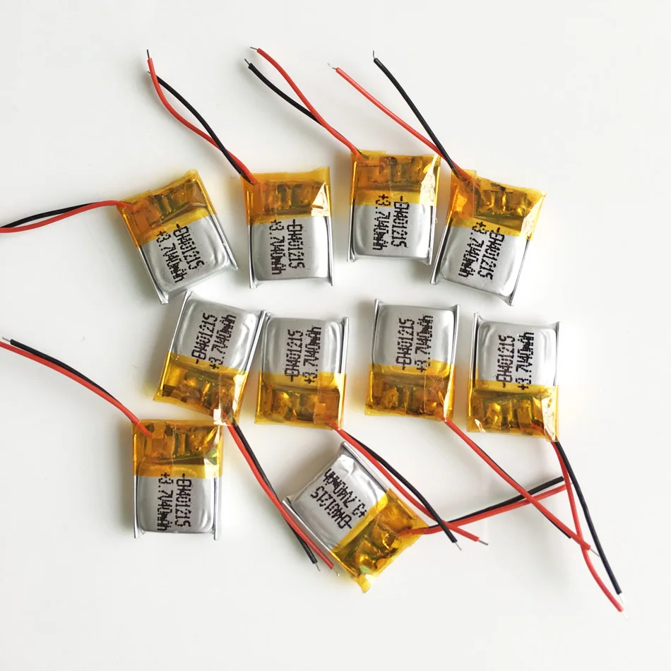 10 PCS 3.7V 40mAh Lithium Polymer LiPo Rechargeable Battery 401215 For Mp3 PAD DVD E-book Bluetooth Speaker Headphone LED