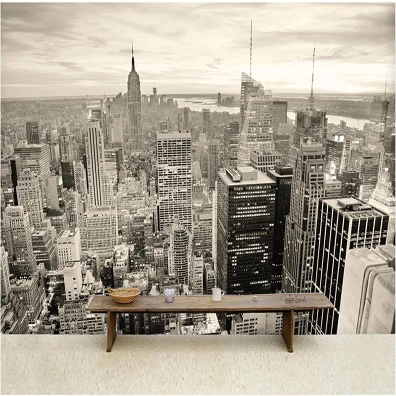 

New York Black And White City Landscape Photo Wallpaper Personalized Custom Dining Room Living Room Bedroom Office 3D Mural